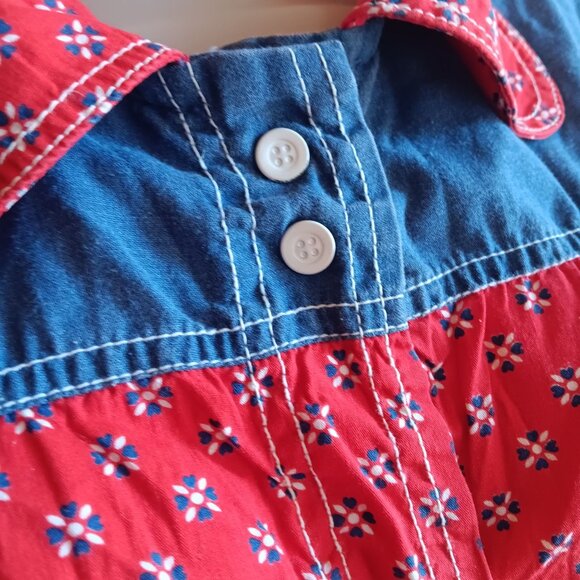 Vintage Large Country House Dress Models Coat Snap-Up Chambray Granny Pockets - Picture 8 of 8